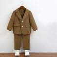 thumbnail image 1 of 2 Piece Boys Suits Set Kids Blazer Jacket and Trousers Wedding Outfit Formal Wear Brown 7-8 Years, 1 of 4