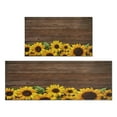 thumbnail image 1 of 2 Piece Brown Wood Sunflower Flowers Rug Kitchen Rug Set, Decor Kitchen Rugs, Absorbent Non-Slip Washable Floor Mats, Home Indoor Runner Rugs 17"x47"+17"x30", 1 of 7