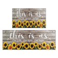 thumbnail image 1 of 2 Piece Brown Wood Sunflower Flowers Rug Kitchen Rug Set, Decor Kitchen Rugs, Absorbent Non-Slip Washable Floor Mats, Home Indoor Runner Rugs 17"x47"+17"x30", 1 of 7