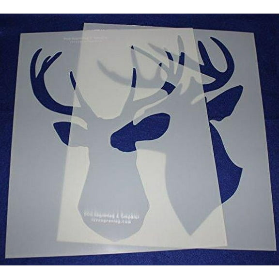 2 Piece Buck-Deer Head Stencils F/S-Mylar 14 Mil Large - Painting /Crafts/ Templates