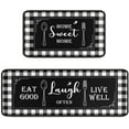 thumbnail image 1 of 2 Piece Buffalo Plaid Black and White Kitchen Rug Set, Home Kitchen Sink Rugs and Mats Non Skid Washable Absorbent Microfiber Kitchen Floor Carpet 17" x 47"+17" x 30", 1 of 6
