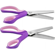 2-Piece Bundle of Zig Zag Scissors & Scalloped Pinking Shears 100% Stainless Steel Sewing Pinking Shears for Fabric Cutting, Ideal Craft Scissors Decorative Edge Pinking Shears Scissors for Fabric