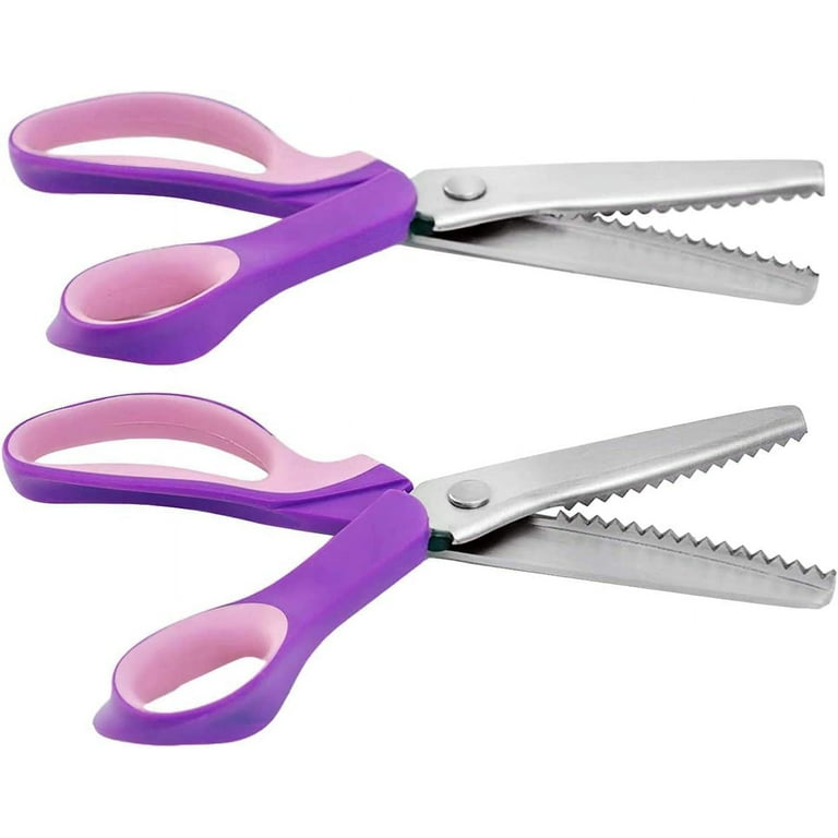 2-Piece Bundle of Zig Zag Scissors & Scalloped Pinking Shears 100%  Stainless Steel Sewing Pinking Shears for Fabric Cutting, Ideal Craft  Scissors Decorative Edge Pinking Shears Scissors for Fabric 