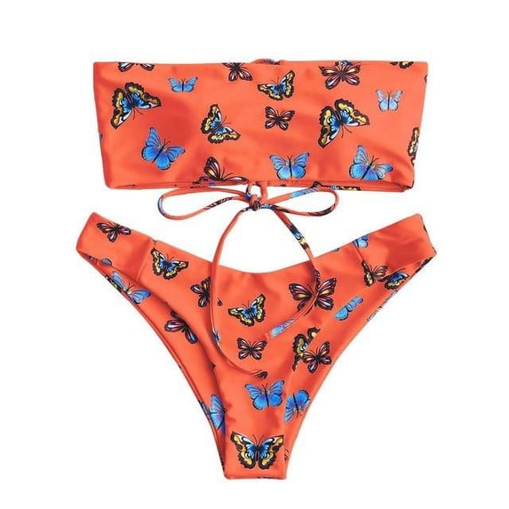 2 Piece Butterfly Strapless Swimsuit