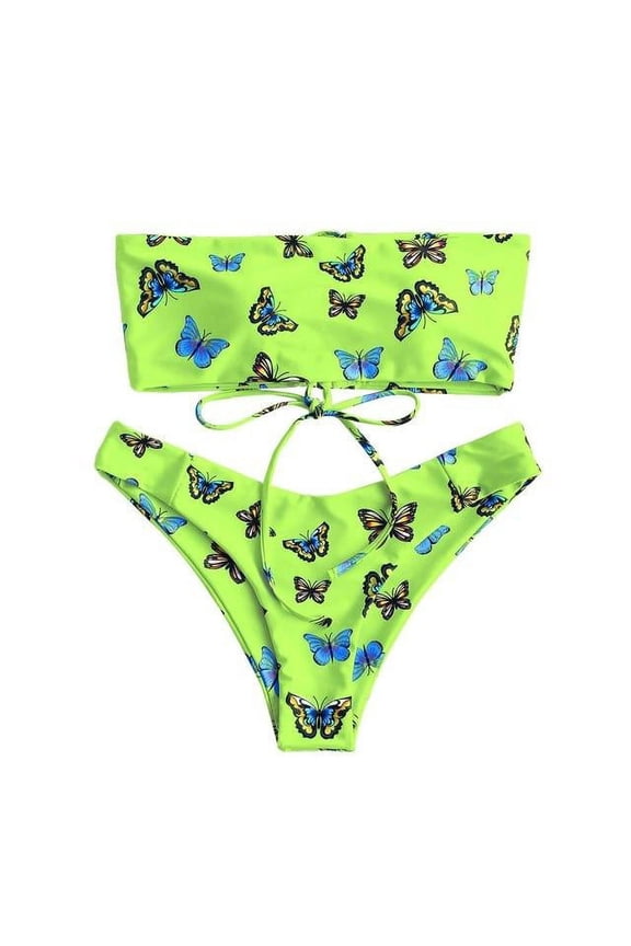 2 Piece Butterfly Strapless Swimsuit