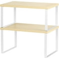 thumbnail image 1 of 2 Piece Cabinet Kitchen Shelf Stackable Countertop Shelves and Extendable Wood Cabinet Organizer Shelves, White, 1 of 3