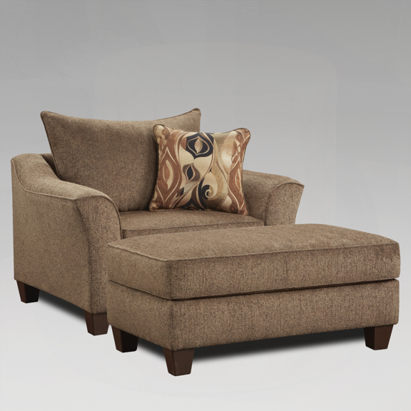2-Piece Camero Cafe Fabric Living Room Set - Solid Wood with Brown Fabric, Non-Slip Pads