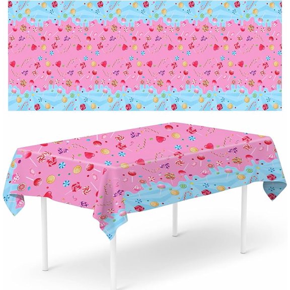 2 Piece Candyland Disposable Plastic Tablecloths