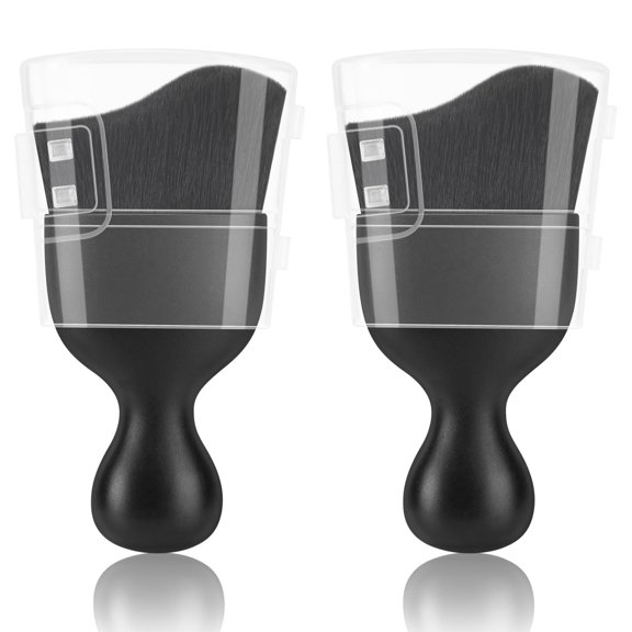 2-Piece Car Interior Detailing Brush Set, Brown Auto Cleaning Brushes for Dashboard, Air Vents, Console, Crevices & Hard-to-Reach Areas