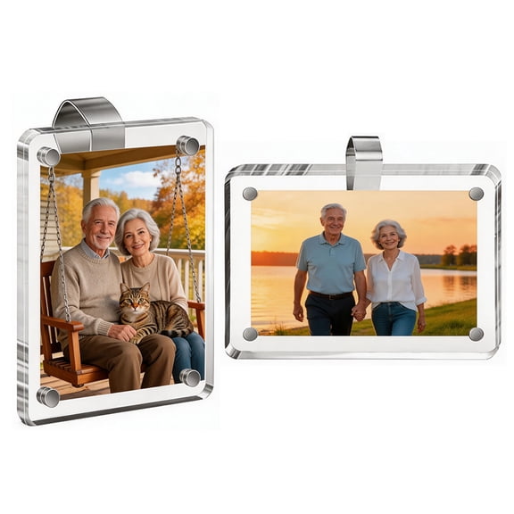 2-Piece Car Sun Visor Photo Clip, Personalized Acrylic Picture Frame, Magnetic Photo Frames Horizontal & Vertical Display for Family, Couples, Drivers, Safe Driving Presents