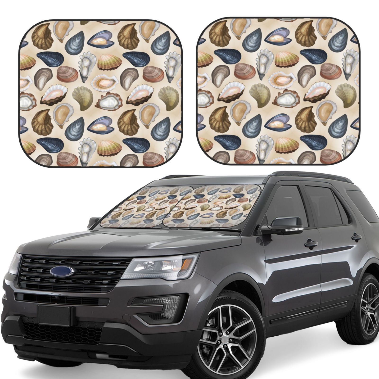 Car Shell Print 2 Piece Car Windshield Sun Shade - Conch Shells Print No.9069 Foldable ...