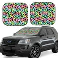 2 Piece Car Windshield Sun Shade Trendy rainbow Leopard cool Foldable