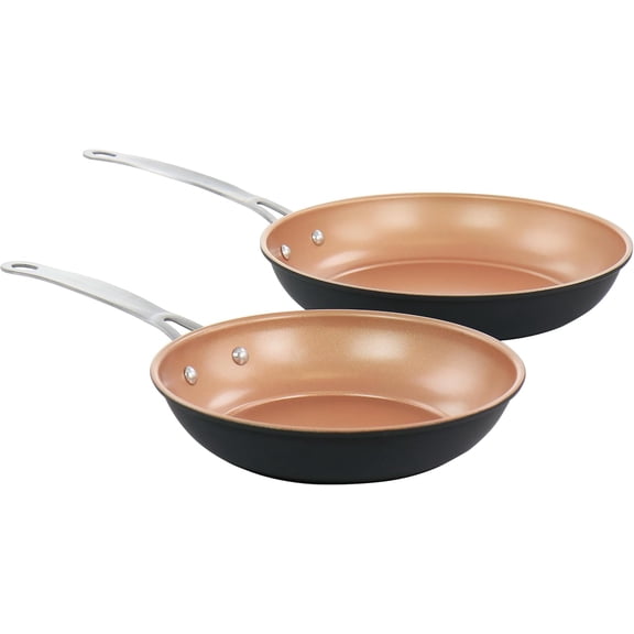 2-Piece Carbon Steel Nonstick Frying Pan Set, Copper