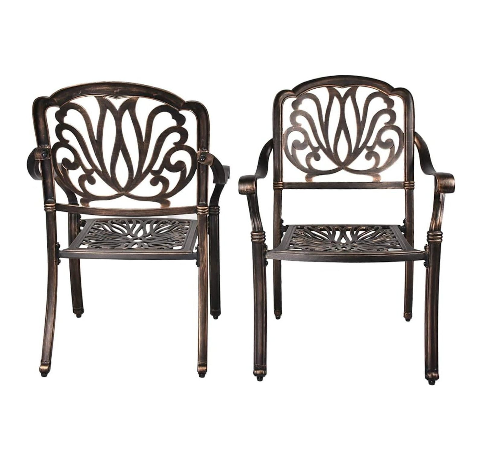 2 Piece Cast Aluminum Bistro Chair Set Outdoor Bistro Patio Furniture ...