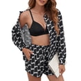 thumbnail image 1 of 2 Piece Casual Outfits Long Sleeve Button Down Shirt And Shorts Sweatsuit Sets, 1 of 5