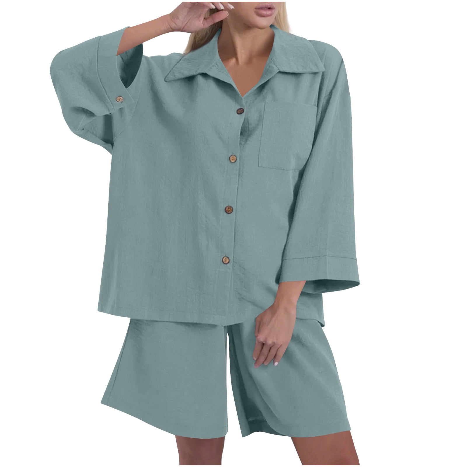 Fashion Casual Solid Color Long-sleeved Lapel Two-piece Suit