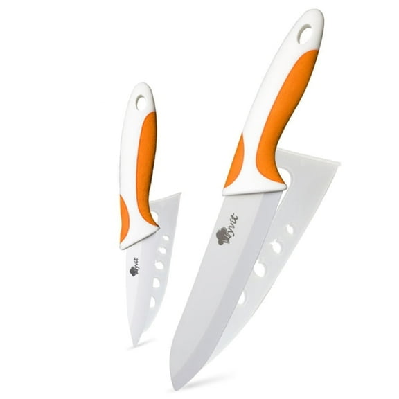 2-Piece Ceramic Knife Set 6" Chef Knife and 3" Paring Knife Sharp Kitchen Knives Rust Proof Stain Resistant Vegetables Cooking Tool