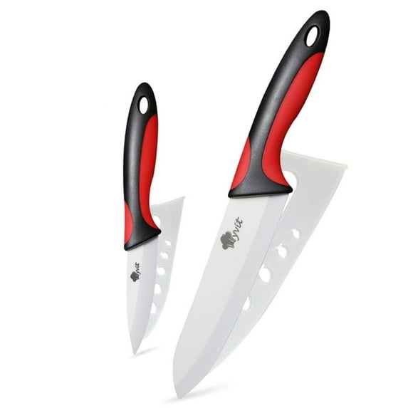 2-Piece Ceramic Knife Set 6" Chef Knife and 3" Paring Knife Sharp Kitchen Knives Rust Proof Stain Resistant Vegetables Cooking Tool
