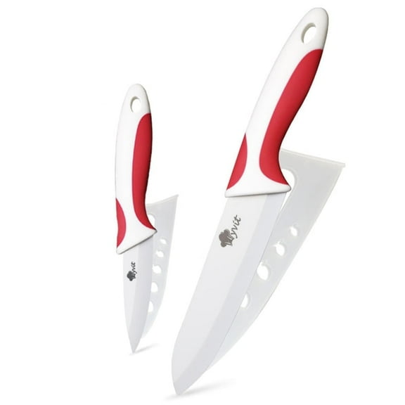 2-Piece Ceramic Knife Set 6" Chef Knife and 3" Paring Knife Sharp Kitchen Knives Rust Proof Stain Resistant Vegetables Cooking Tool