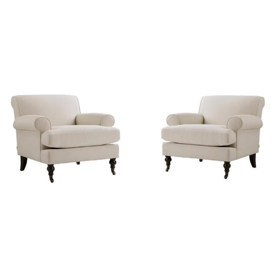 2 Piece Chair Set of Accent Arm Chair Metal Casters