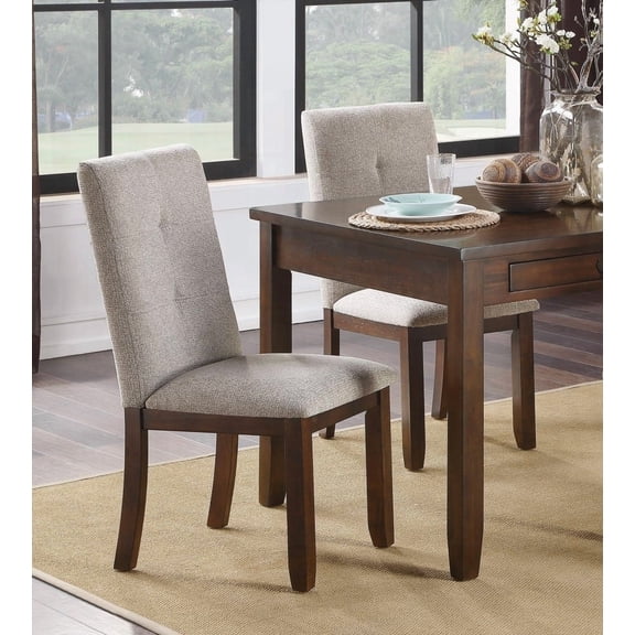 2-Piece Chenille Upholstered Dining Chairs with Dark Cherry Finish Wood Frame and 250lbs Weight Capacity