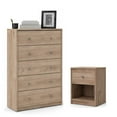 thumbnail image 1 of Home Square Jackson Hickory 2-Piece Contemporary Wood Chest and Nightstand Set, Brown, 1 of 20