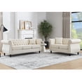 thumbnail image 1 of 2 Piece Chesterfield Velvet Sofa, 80" 3-Seater and 59" Loveseat Sofa Set, Tufted Couch with 4 Pillows,Rolled Arms and Nailhead for Living Room, Bedroom, Office, Beige, 1 of 9
