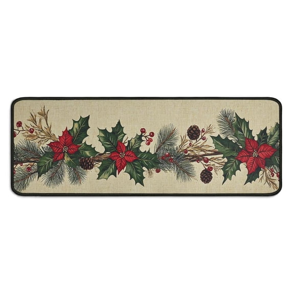 2 Piece Christmas Plaid Kitchen Rug Sets Red Green Buffalo Plaid Kitchen Mats for Floor Non Skid Kitchen Floor Matfor Bathroom Room (47x17+30x17 Inches)