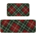 thumbnail image 1 of 2 Piece Christmas Plaid Kitchen Rug Sets - Waterproof, Non-Slip, Low-Profile Doormats and Mats for Kitchens and Home Decor, 1 of 6