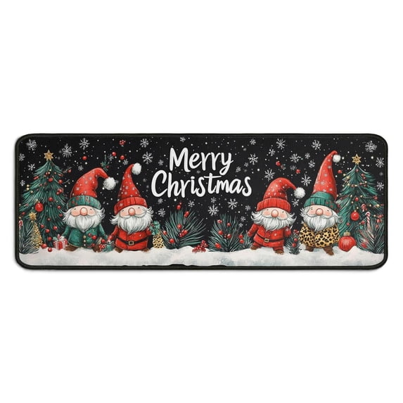 2 Piece Christmas Plaid Kitchen Rug Sets Welcome Christmas Snowflake Kitchen Floor Mat Anti Fatigue Rugs for Kitchen Floorfor Bath Cooking (47x17+30x17 Inches)