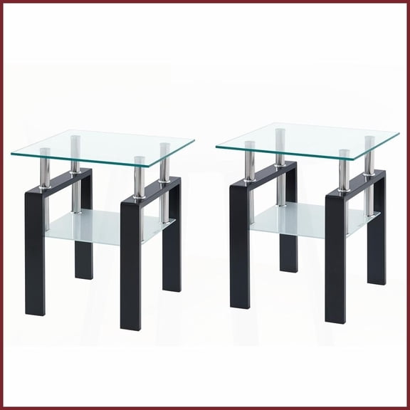 2-Piece Clear Tempered Glass Coffee Table for Living Room, Space-Saving & Easy-Clean Sofa Side Table
