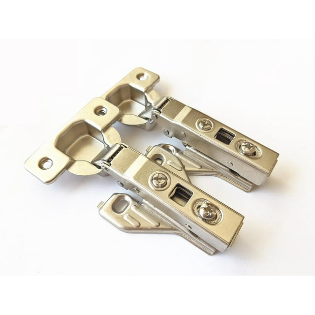 2 Piece Clip on Soft Close Hinges 105 Degree, Self Closing, Frameless, with Mounting Plates Full Overlay Premium Included Screws, 1 Pair 00mm Kitchen Cabinet Furniture Hardware
