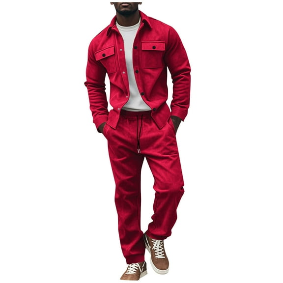 2 Piece Clothing Set for Men Long Sleeve Zip Up Jacket and Trousers Casual Outdoor Work Outfits Sets, XL