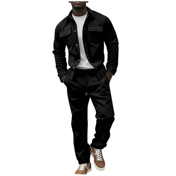 2 Piece Clothing Set for Men Long Sleeve Zip Up Jacket and Trousers Casual Outdoor Work Outfits Sets, XL