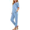 thumbnail image 1 of 2 Piece Clothing Sets for Girl Leisure Scoop Neck Short Sleeves Tops Long Pants Lounge Daily Wear, 1 of 8