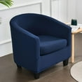 thumbnail image 1 of 2 Piece Club Chair Slipcover Armchair Covers Soft Printed Round Barrel Chair Covers Couch Covers with Elastic Bottom for Bar Counter Living Room Blue, 1 of 9