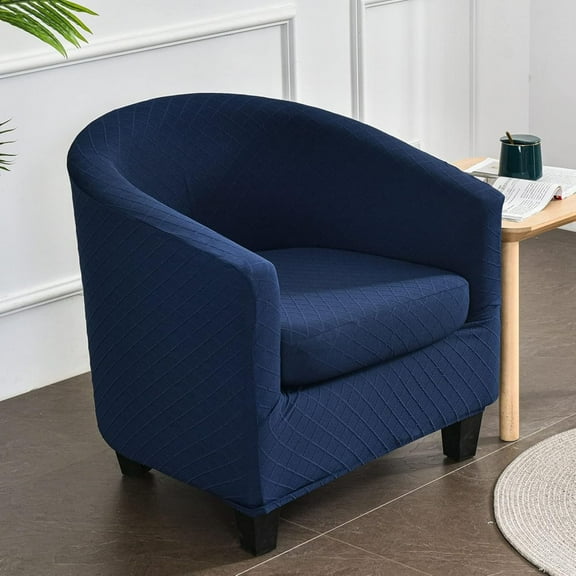 2 Piece Club Chair Slipcover Armchair Covers Soft Printed Round Barrel Chair Covers Couch Covers with Elastic Bottom for Bar Counter Living Room Blue