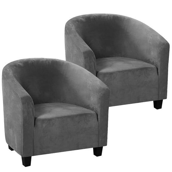 2 Piece Club Chair Slipcover, Stretch Velvet Chair Armchair Slipcover Sofa Cover Slipcover Furniture Protector Soft Couch Covers with Elastic Bottom for Kids Gray