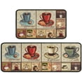 thumbnail image 1 of 2 Piece Coffee Kitchen Decor Rug Set, Home Kitchen Sink Rugs and Mats Non Skid Washable Absorbent Microfiber Kitchen Floor Carpet 17"x47"+17"x30", 1 of 6