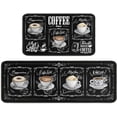 thumbnail image 1 of 2 Piece Coffee Kitchen Decor Rug Set, Home Kitchen Sink Rugs and Mats Non Skid Washable Absorbent Microfiber Kitchen Floor Carpet 17"x47"+17"x30", 1 of 6