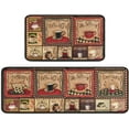 thumbnail image 1 of 2 Piece Coffee Kitchen Decor Rug Set, Home Kitchen Sink Rugs and Mats Non Skid Washable Absorbent Microfiber Kitchen Floor Carpet 17"x47"+17"x30", 1 of 7