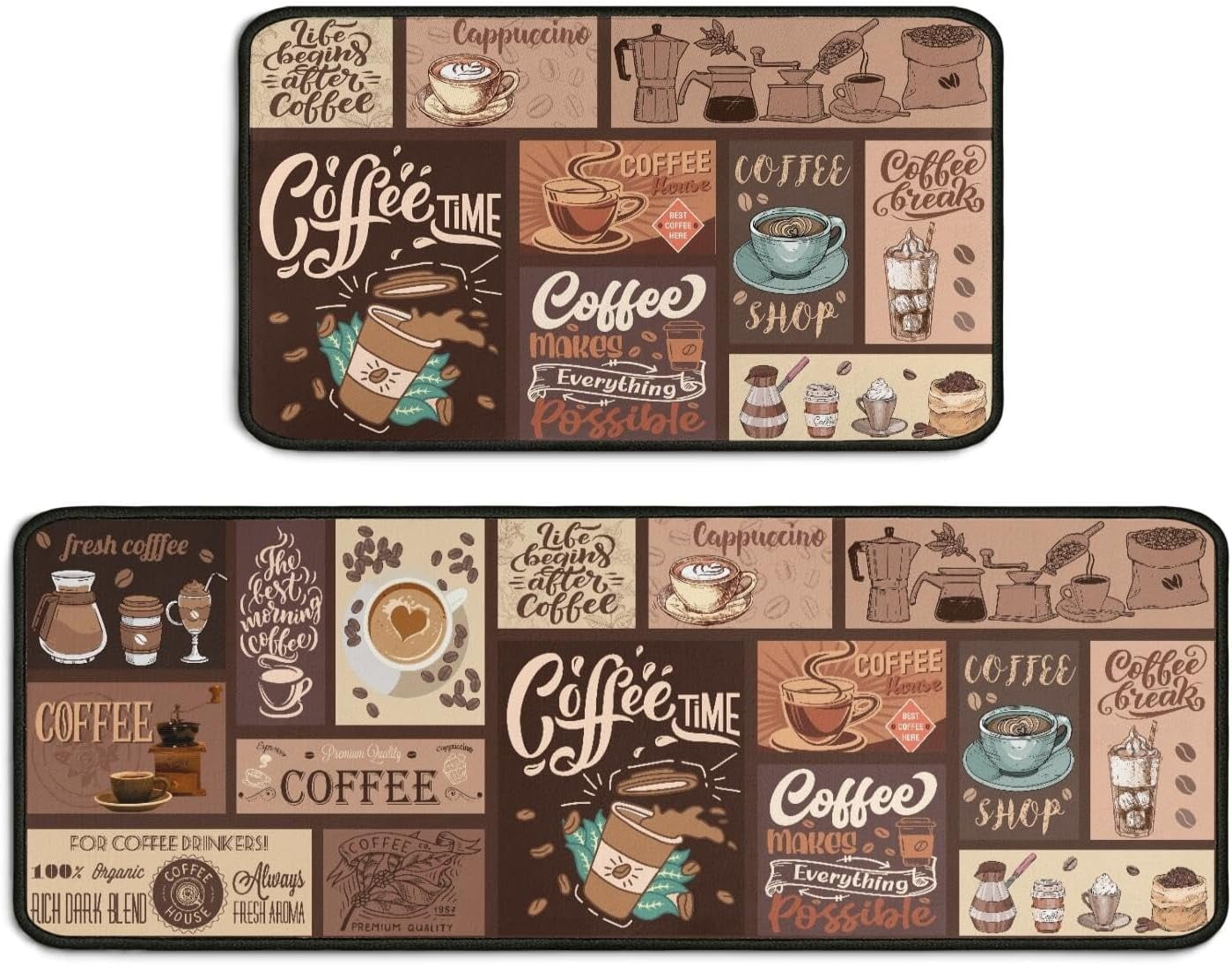 Cafe Rugs 2 Piece Coffee Kitchen Decor Rugs Set, Farmhouse Country Sunflower Cafe ...