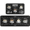 thumbnail image 1 of 2 Piece Coffee Kitchen Rug Set, Home Farmhouse Black Kitchen Rugs and Mats, Washable Non Skid Absorbent Microfiber Kitchen Floor Decor Mat 17"x 47"+17"x 30", 1 of 6