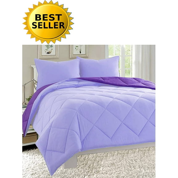 2-Piece Comforter Set - Wrinkle & Fade Resistant- Twin/Twin XL, Pink/Purple