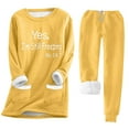 thumbnail image 1 of 2 Piece Comfy Outfits Thermal Sets for Women Sherpa Fleece Lined Warm Underwear Suits, Loungewear Freezing Pant Set (Medium, Yellow), 1 of 2