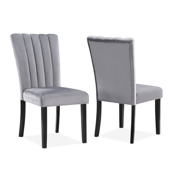 2 - Piece Contemporary Accent Chairs | Ideal for Dining Room Decor | Gray/Black Velvet Seat and Tufted Back | Sturdy and Reliable Structure