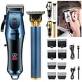 thumbnail image 1 of 2-Piece Cordless Men's Hair Clipper Kit - USB Rechargeable, LED Display, 8 Guide Combs, Washable, 150/90min Runtime for Home/Barber Shop Grooming, 1 of 12