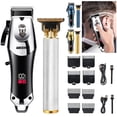 thumbnail image 1 of 2-Piece Cordless Men's Hair Clipper Kit - USB Rechargeable, LED Display, 8 Guide Combs, Washable, 150/90min Runtime for Home/Barber Shop Grooming, 1 of 12