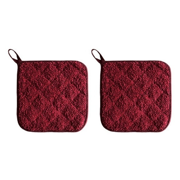 2 Piece Cotton Pot Holder Set - 6 Color Machine Washable 8x8 Inch - Heat Resistant Kitchen Mittens