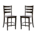 thumbnail image 1 of 2 Piece Counter Stool, Slatted Design Back, Washed Gray, 1 of 4